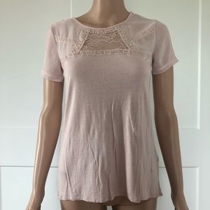H&M Light Pink Short Sleeve Lace Top XS